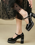 Strappy Sparkling Platform Maryjane Block Heels