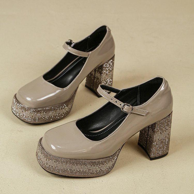 Strappy Sparkling Platform Maryjane Block Heels