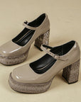 Strappy Sparkling Platform Maryjane Block Heels