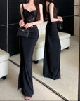 Black Corset Slit Dress