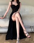 Black Corset Slit Dress