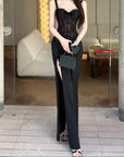 Black Corset Slit Dress