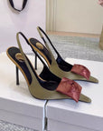 Satin Rose Pointed Slingback Heels