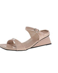 Beige Low Wedge Heels