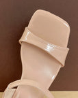 Beige Low Wedge Heels