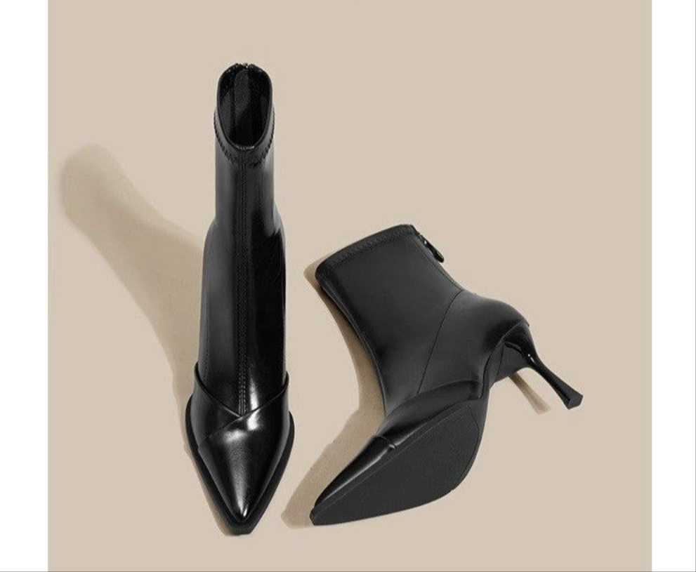 VERV Black Pointed High Heel Boots