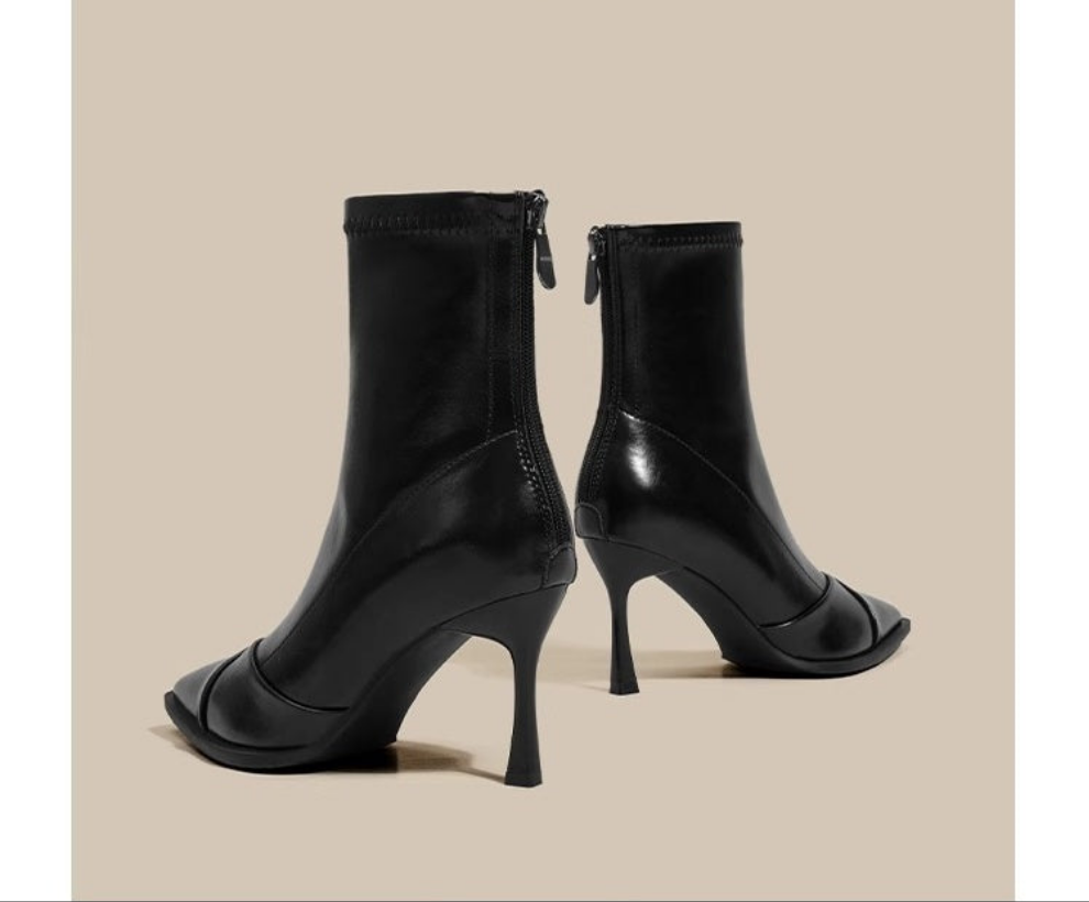 VERV Black Pointed High Heel Boots