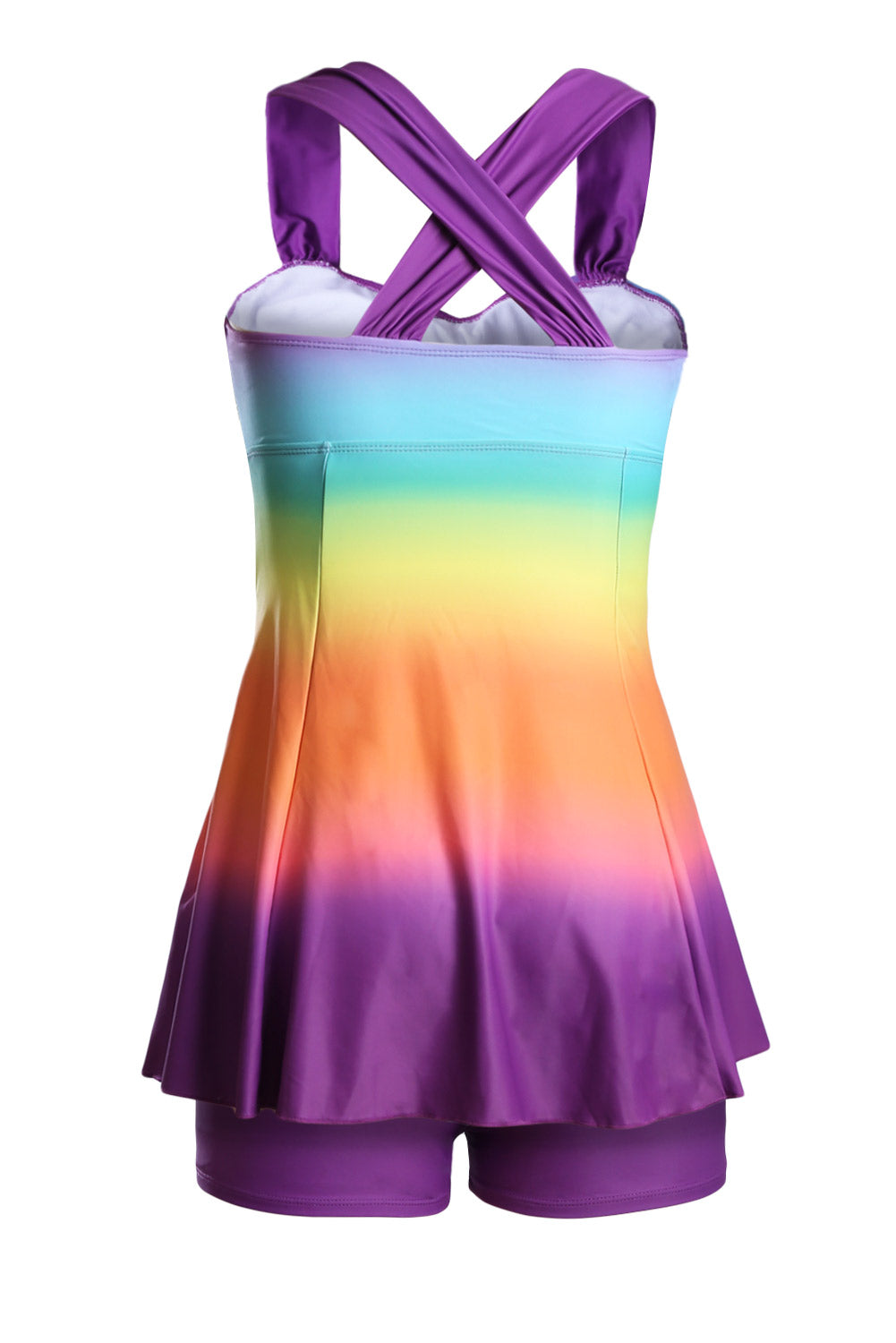 Purple Ombre Tie Dye Swim Dress with Shorts