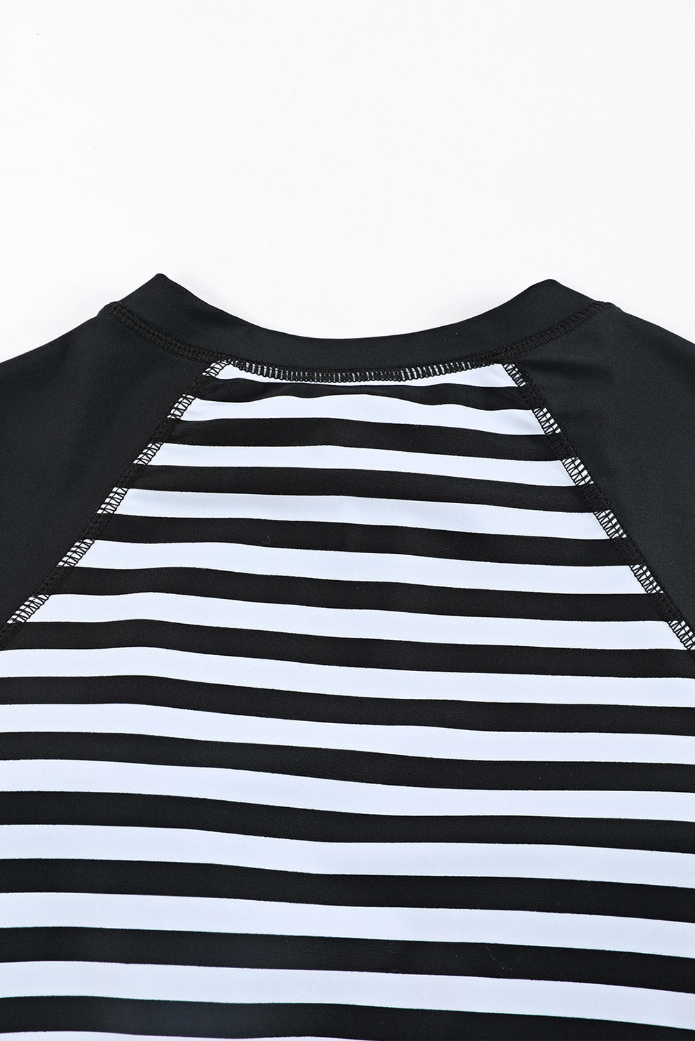 Black Zip Up Neckline Color Block Rashguard Top