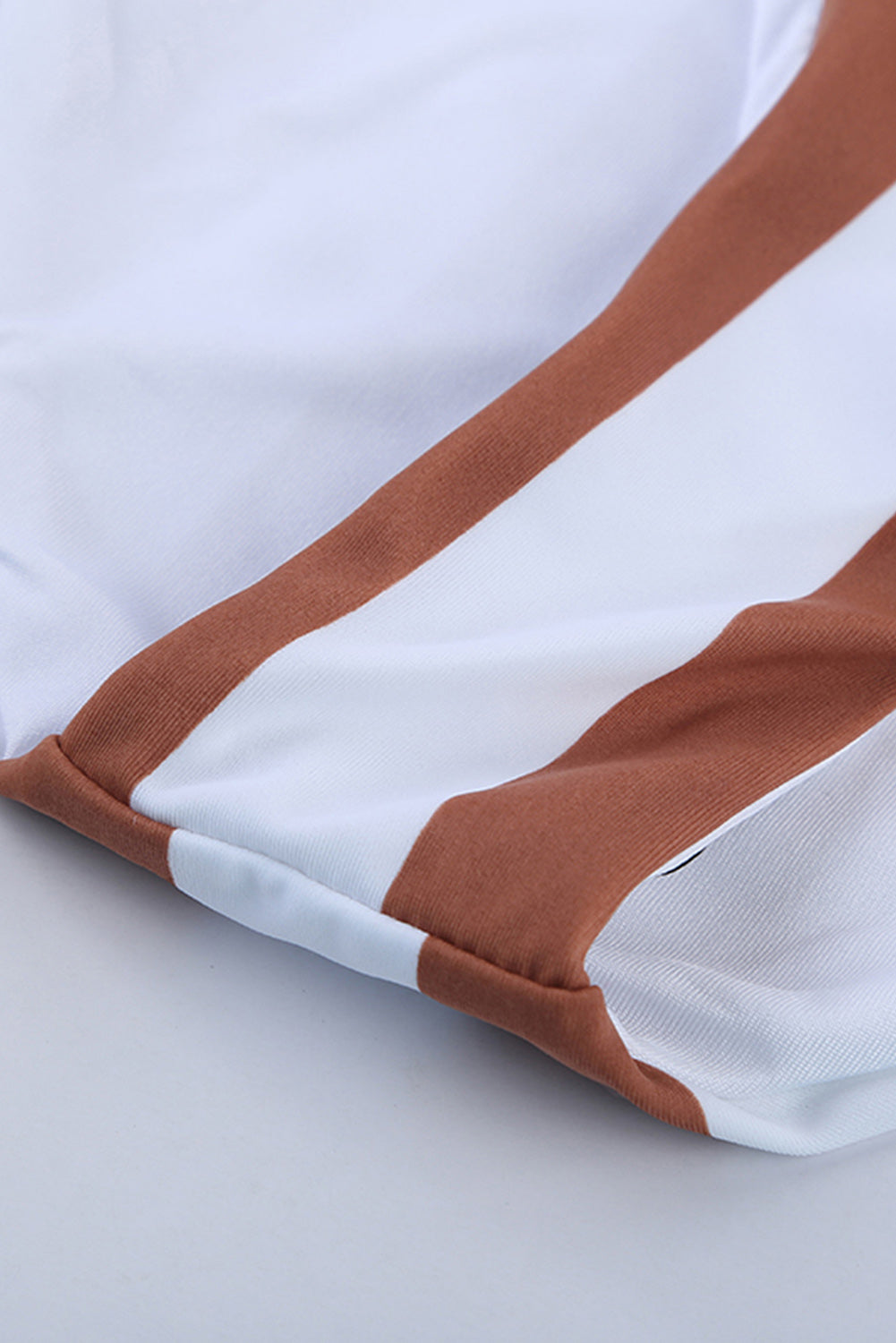 Brown Athletic Striped Tank High Waisted Swimsuit