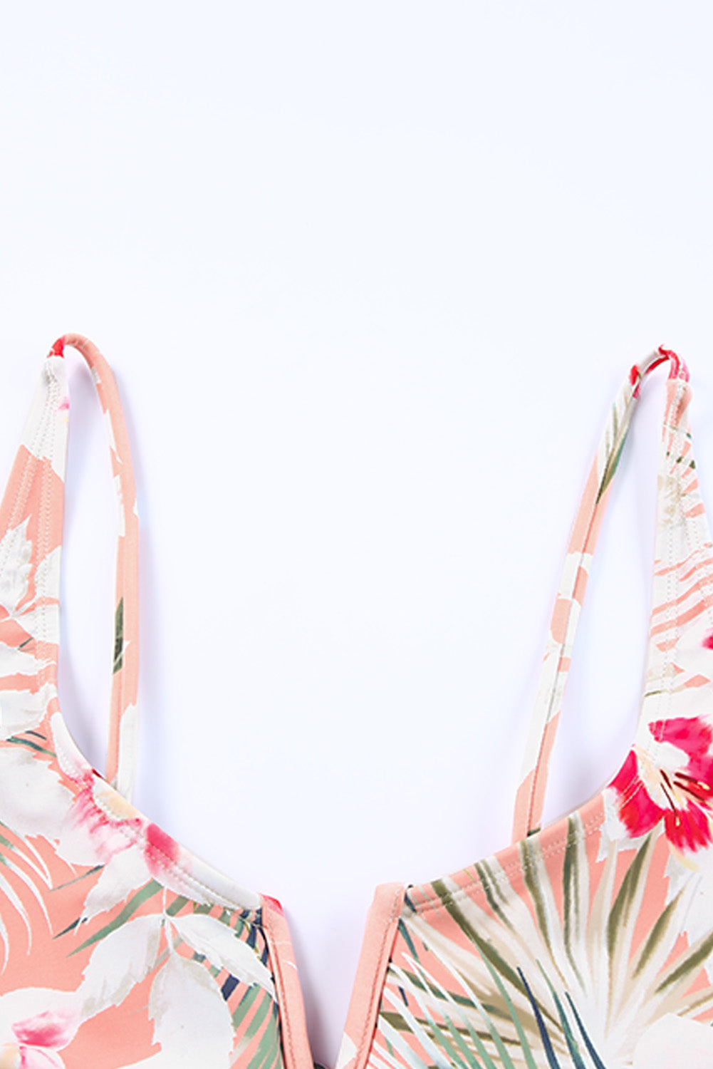 Orange Tropical Floral Print High Waist Bikini