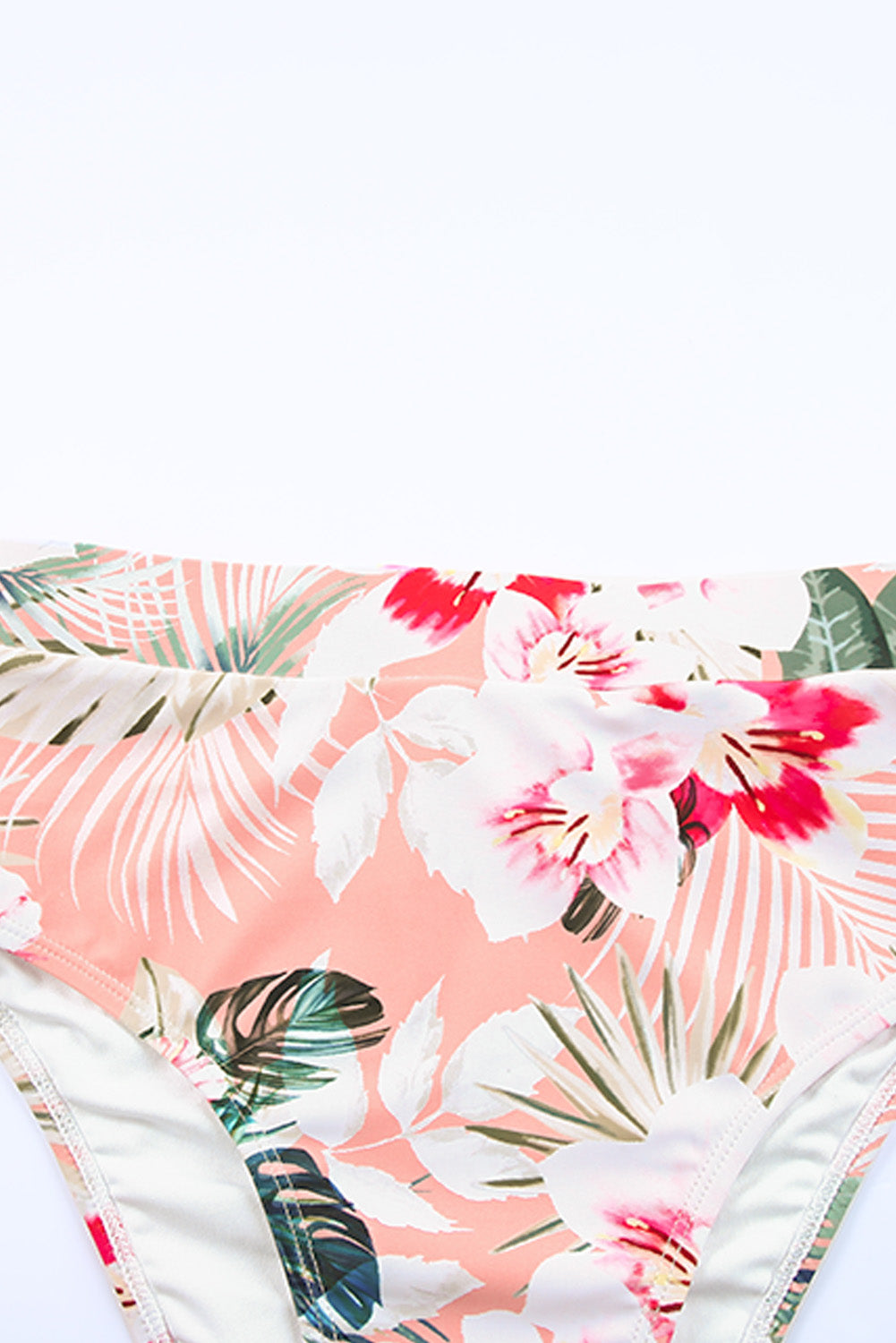 Orange Tropical Floral Print High Waist Bikini
