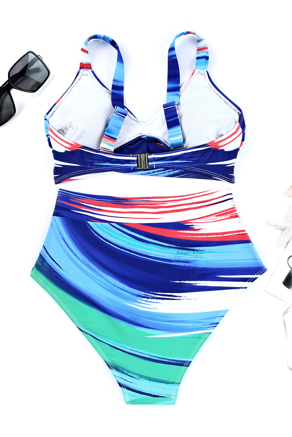 Multicolor Abstract Print Twist High Waist Bikini