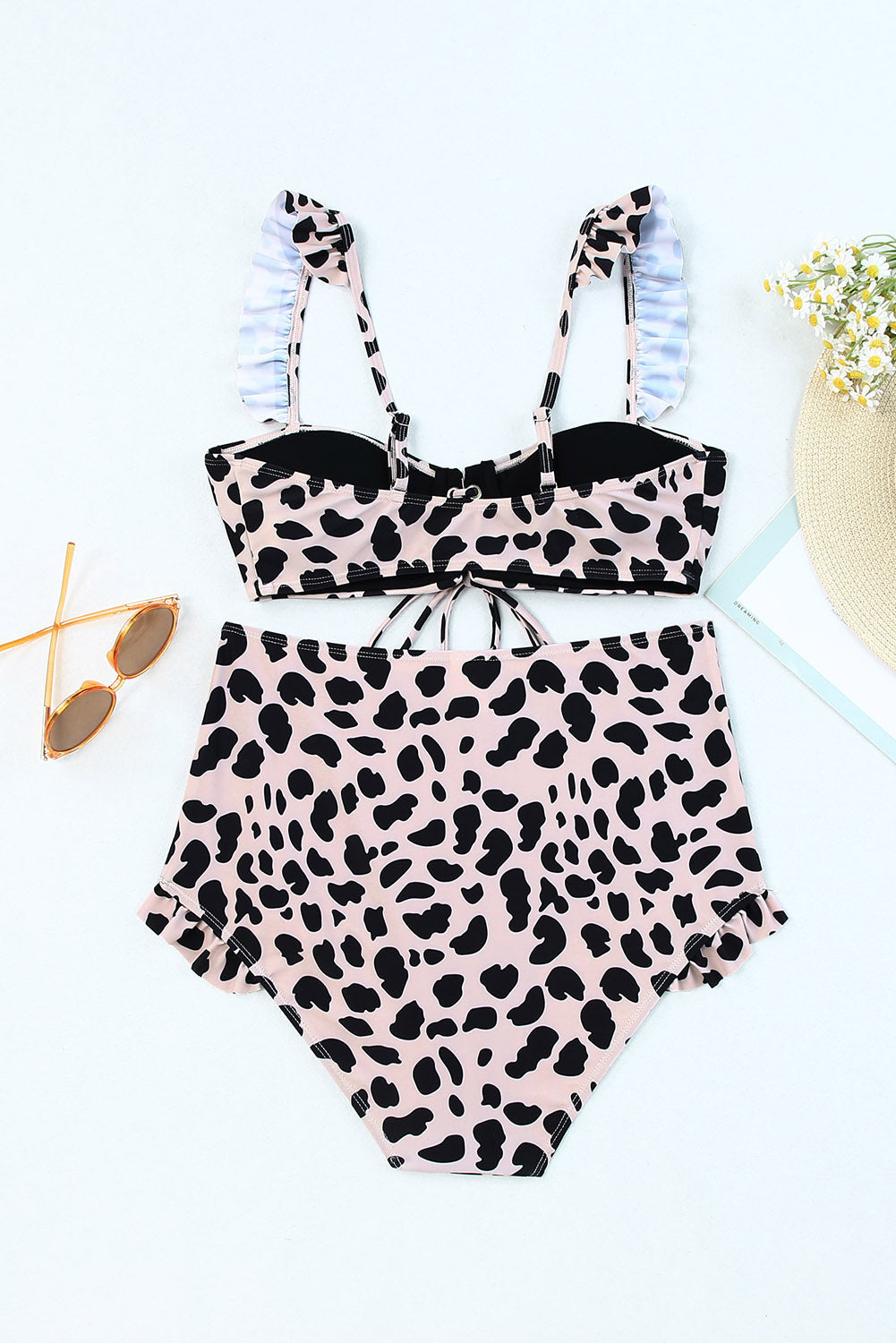 Frilled Leopard High Waist Bikini