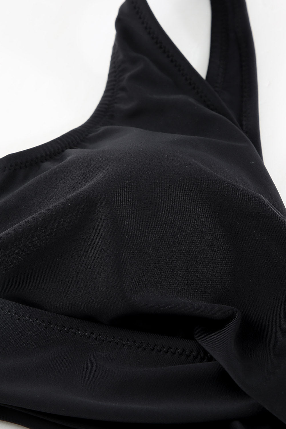 Black Sexy Solid Criss Cross Top Highwaist Swimsuit