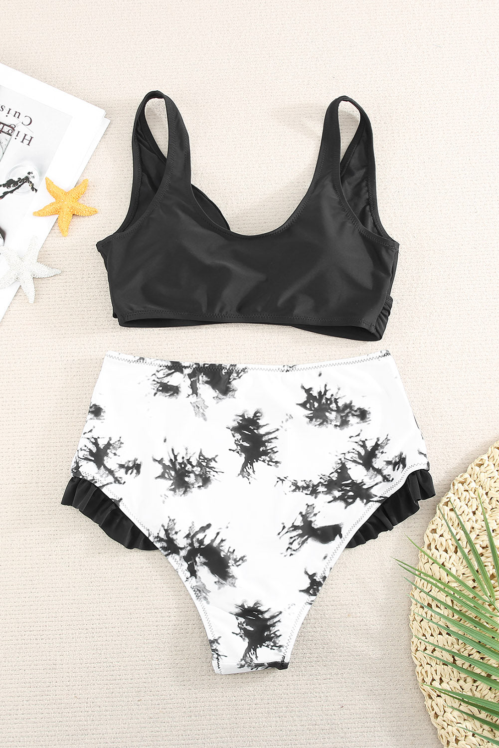 Black Sexy Solid Criss Cross Top Highwaist Swimsuit
