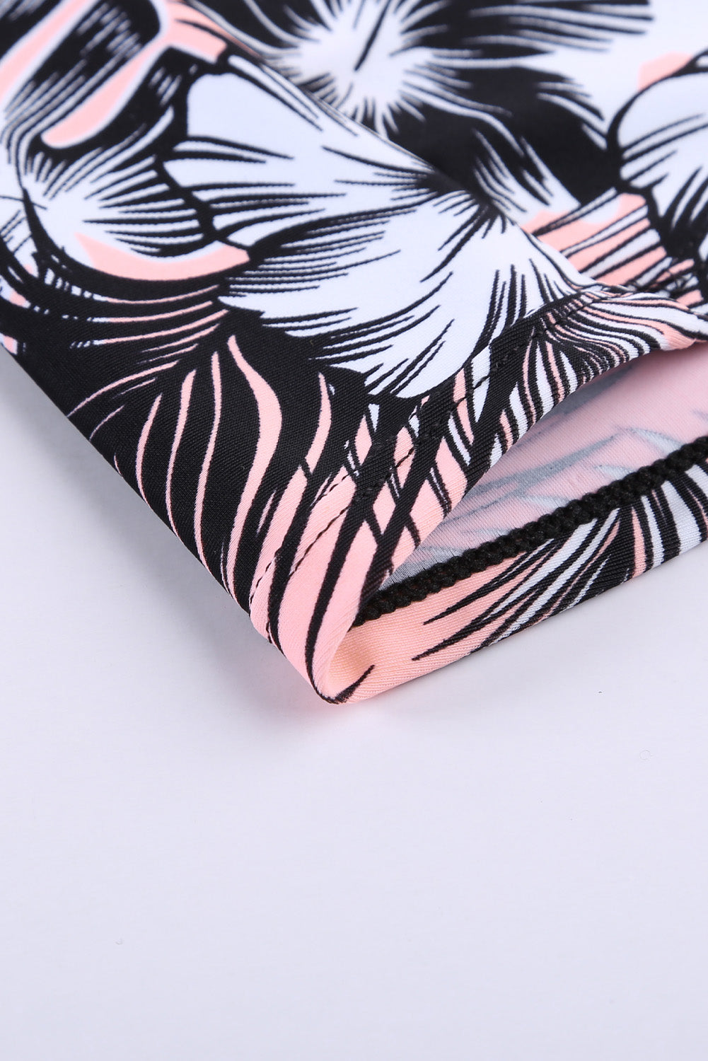 Pink Floral Printed Strappy Raceback Swimwear Top