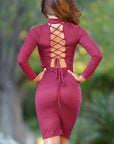 Pink Criss Cross Back Midi Dress