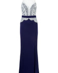 High Neck Lace Slit Maxi Dress
