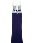 High Neck Lace Slit Maxi Dress