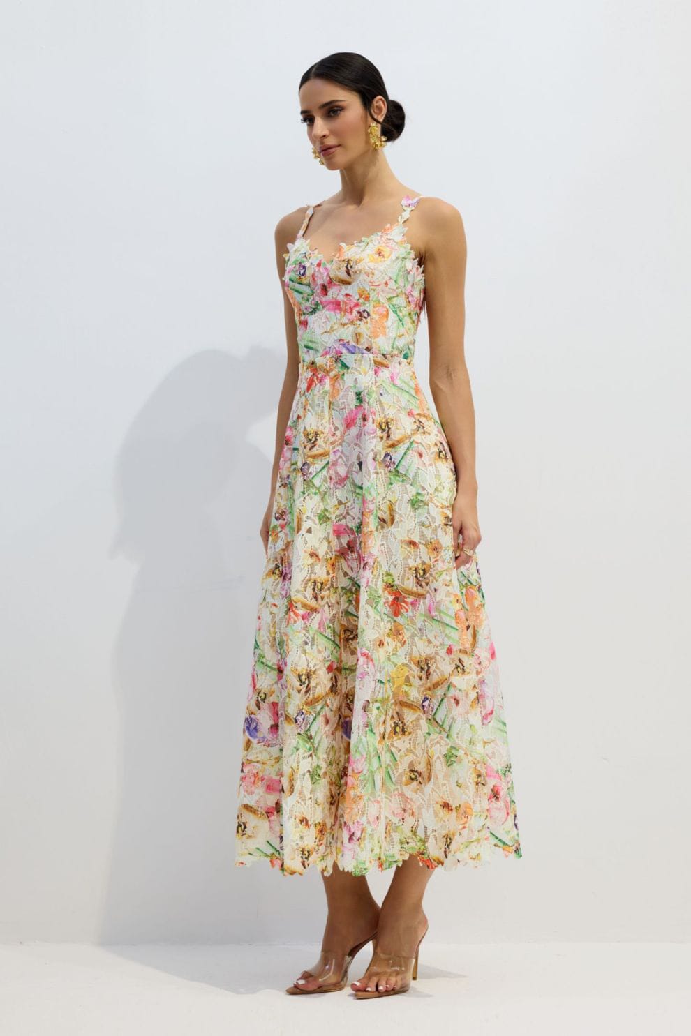Multicolor Lace Embroidery Maxi Dress