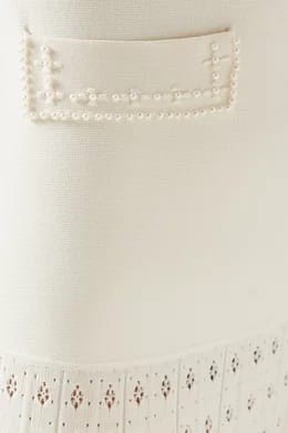 VERV Sondra Beige Beaded Knit Pleated Maxi Dress