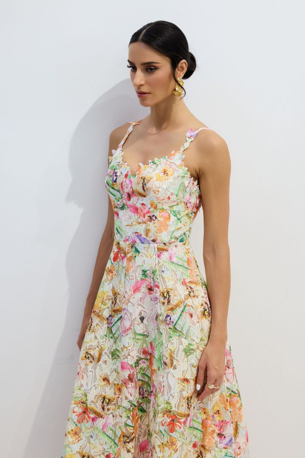 Multicolor Lace Embroidery Maxi Dress