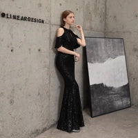 Sequin Cold Shoulder Maxi Gown