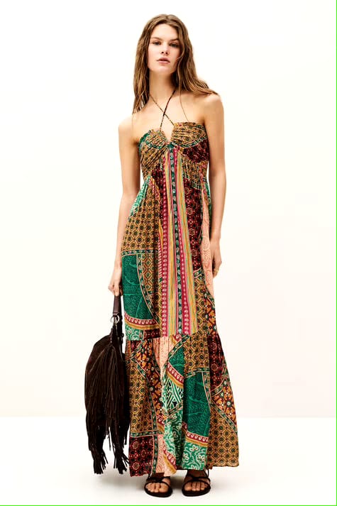 VERV Multicolor Boho Halter Maxi Dress